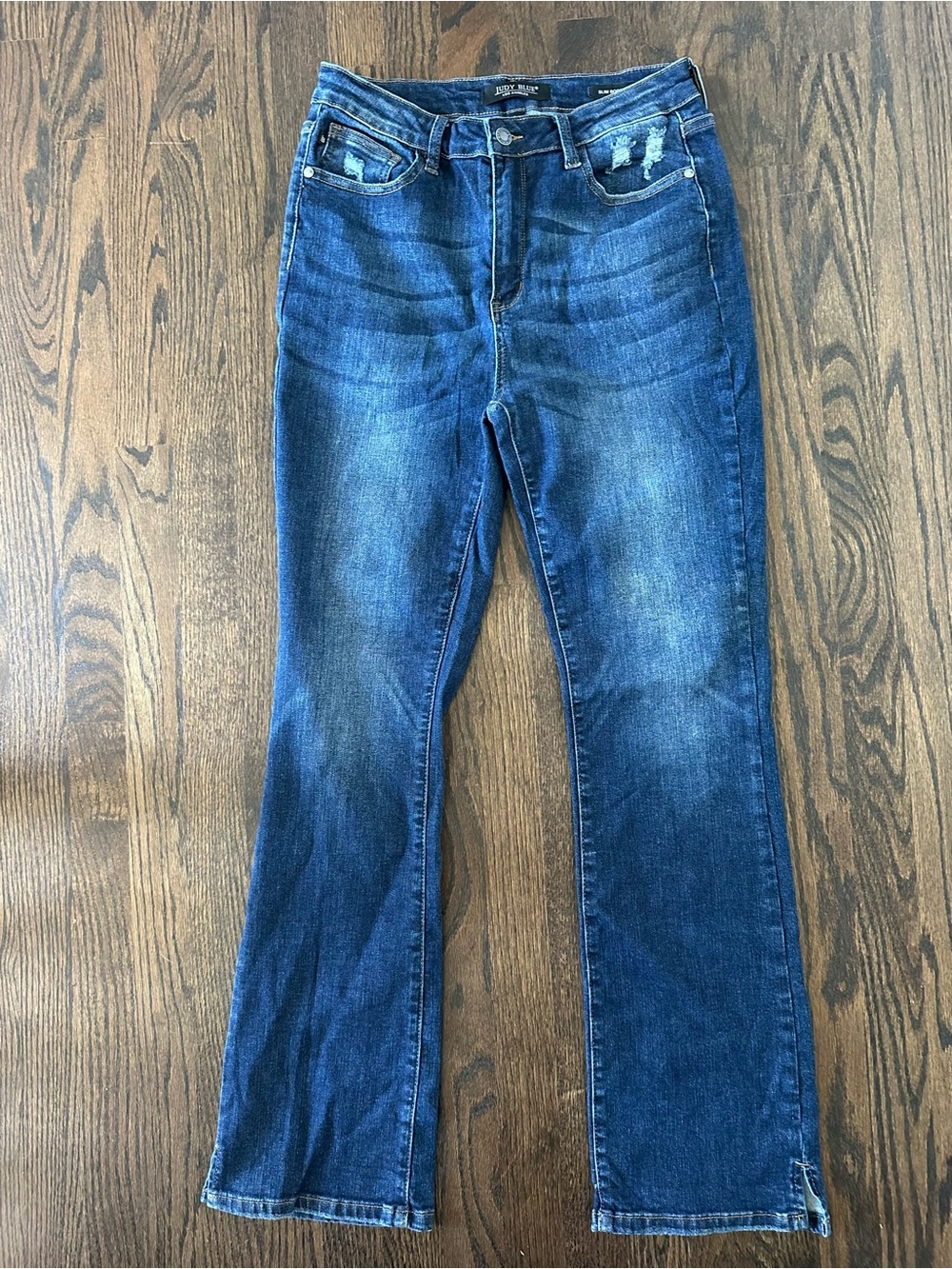 Judy Blue Slim Bootcut Jeans 11/30 Dark Wash Stretch Released Hem